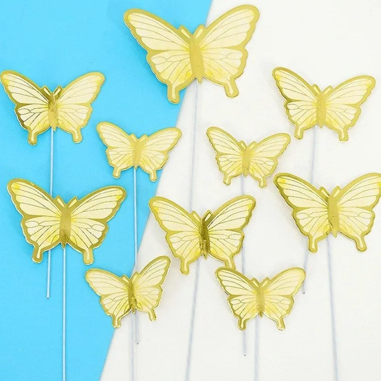Topo Borboletas Douradas em papel Conj 10