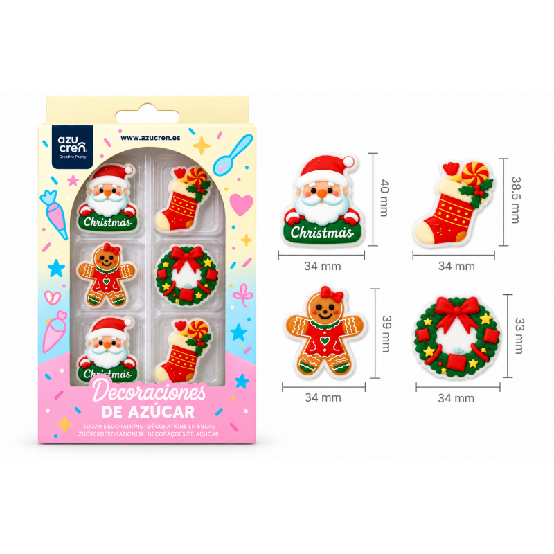 8 decorações em açúcar Natal 1 Azucren