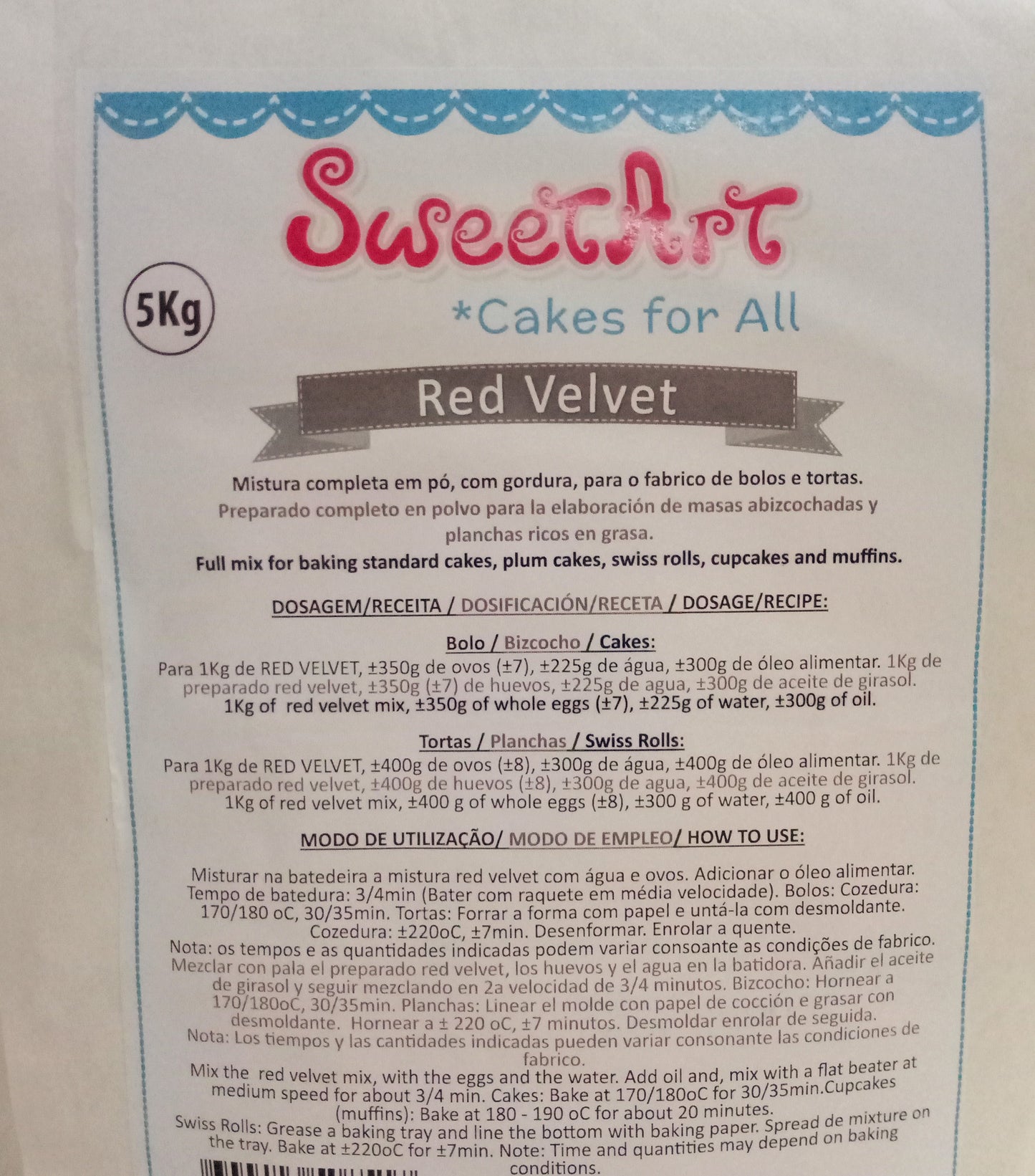 SweetArt Preparado Bolo Red Velvet 5kg