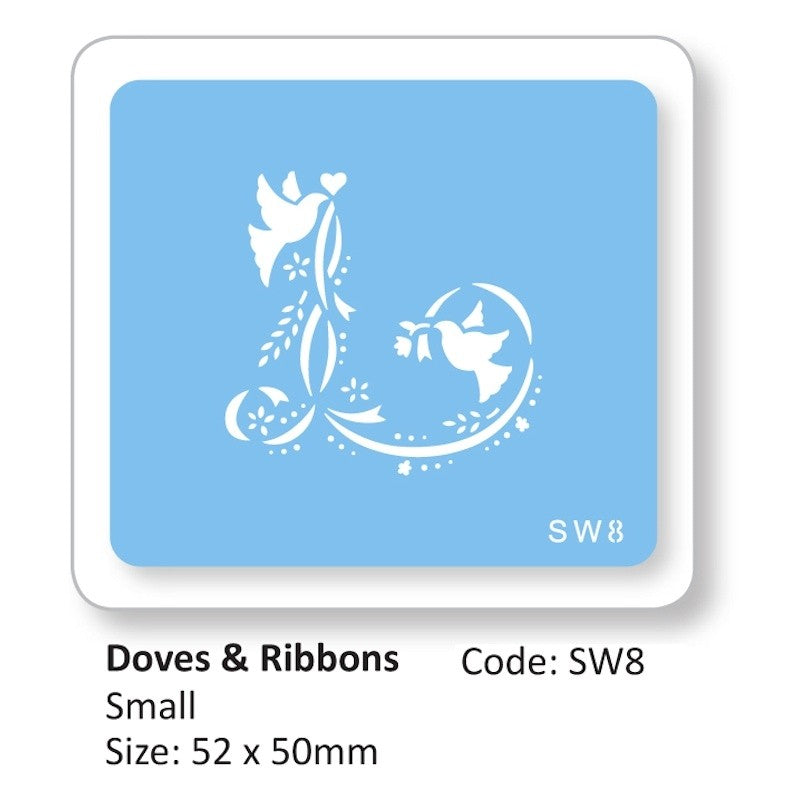 Stencil Pombas e Fitas 5,2x5cm-JEM