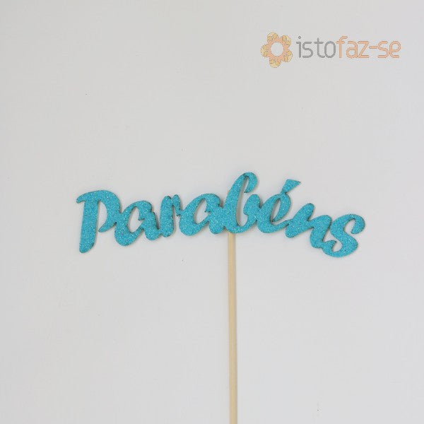 SweetArt Toppers "Parabéns" Azul com Purpurinas