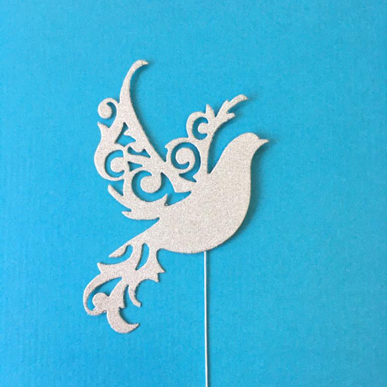 SweetArt Pomba decorativa purpurina prateada