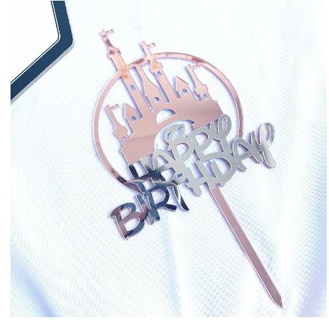 SweetArt Topper Acrílico Palácio das Princesas " Happy Birthday"