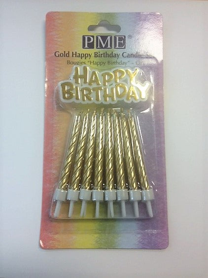 Velas Brilhantes Douradas "Happy Birthday" - Conj 16