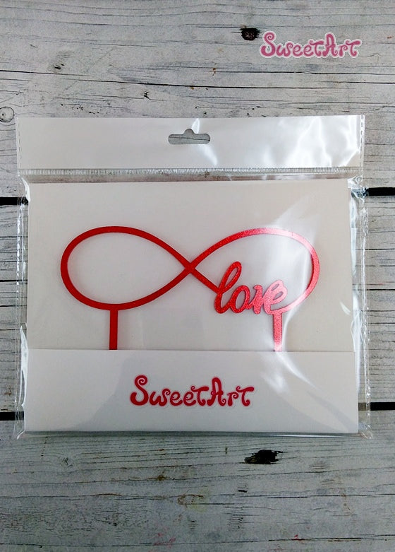 SweetArt Topo Bolo "Love Infinito" Vermelho Glitter
