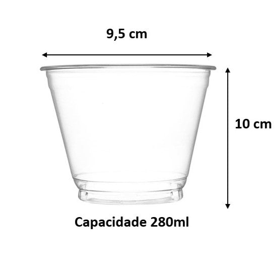 Caixa Redonda com Tampa para Bolo no Pote 280ml - Conjunto com 50 Unidades