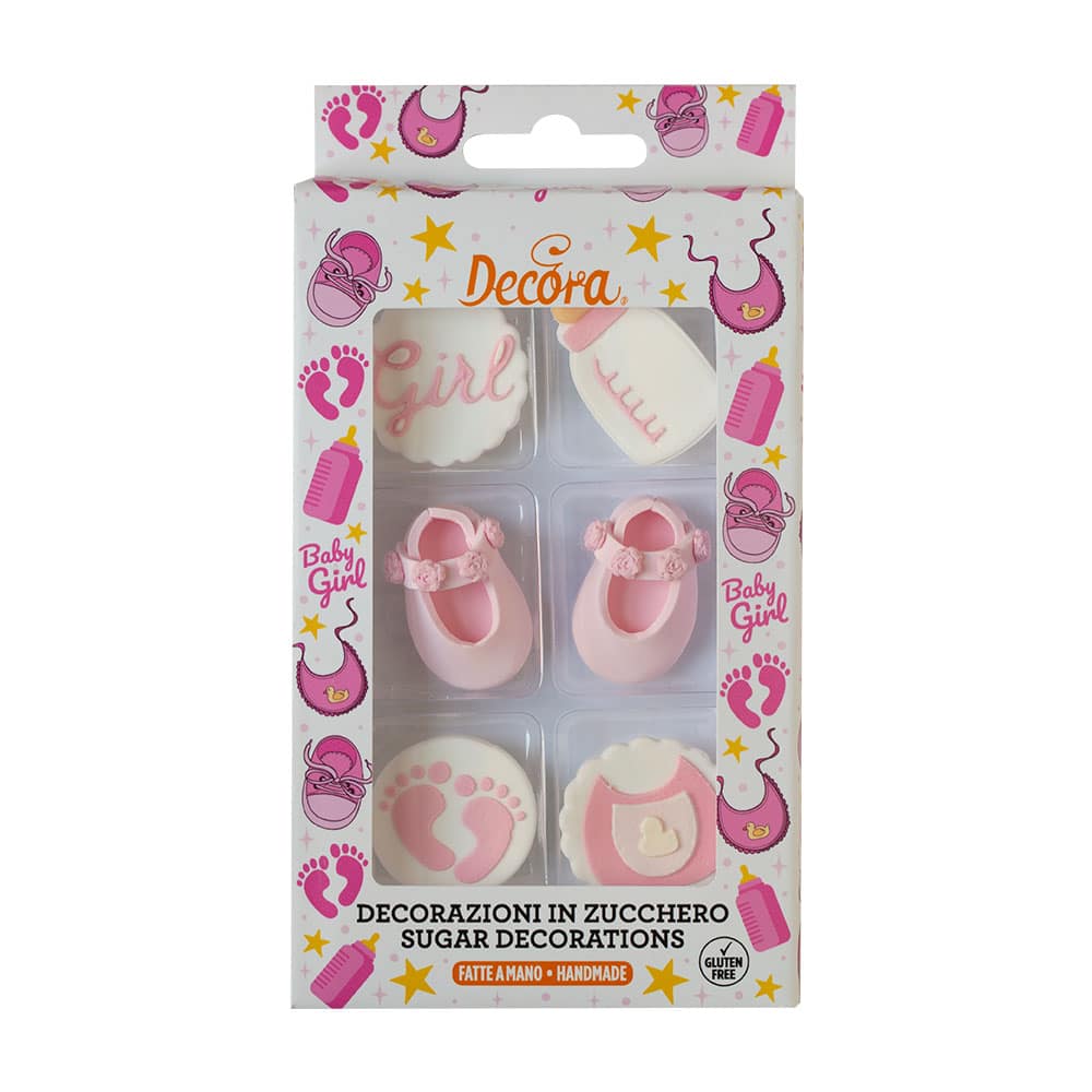 6 decorações "It´s a Girl" em açúcar Decora