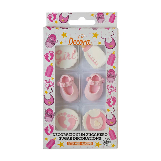 6 decorações "It´s a Girl" em açúcar Decora