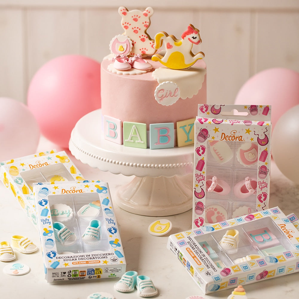 6 decorações "It´s a Girl" em açúcar Decora