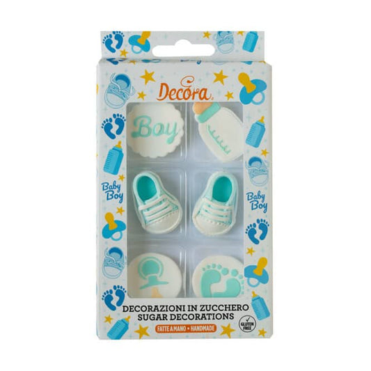 6 decorações "It´s a Boy" em açúcar Decora