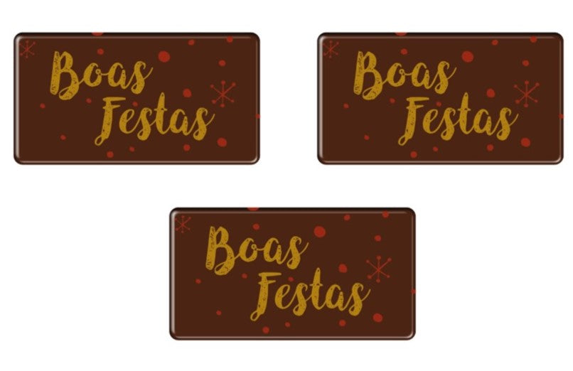 Placa Boas Festas 1 em Chocolate Negro conj 3