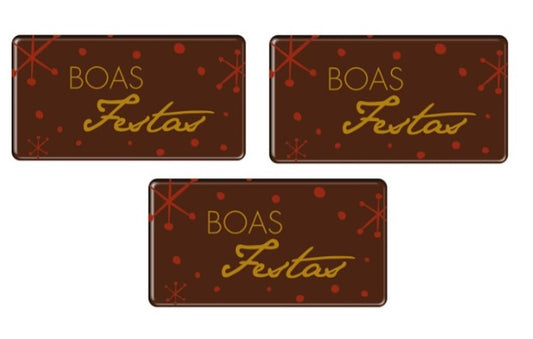 Placa Boas Festas 2 em Chocolate Negro conj 3