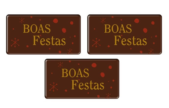 Placa Boas Festas 3 em Chocolate Negro conj 3