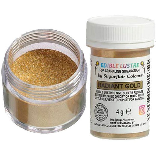 Pó Comestível Lustre Dourado Radiante (Edible Lustre Radiant Gold) 4g - Sugarflair