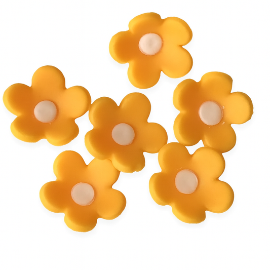 Blossoms Amarelo Torrado com centro Branco Pasta Açúcar- Conj 10