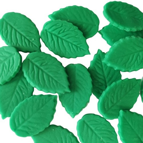 Folhas Roseira Média Verde em Pasta de Açúcar, Conj. de 10