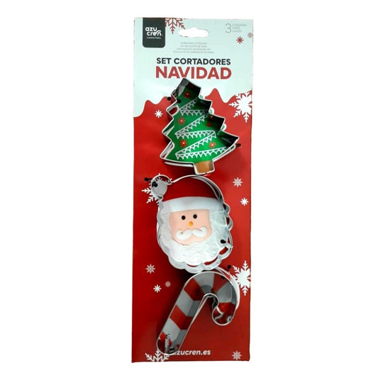 Cortador Metal Árvore Natal, Pai Natal e Bengala Natal, conj 3 - Azucren