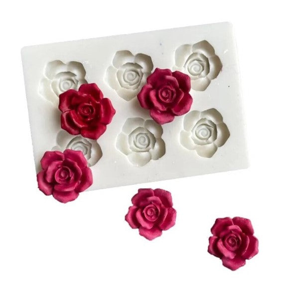 Molde Silicone Rosas com 6 cavidades