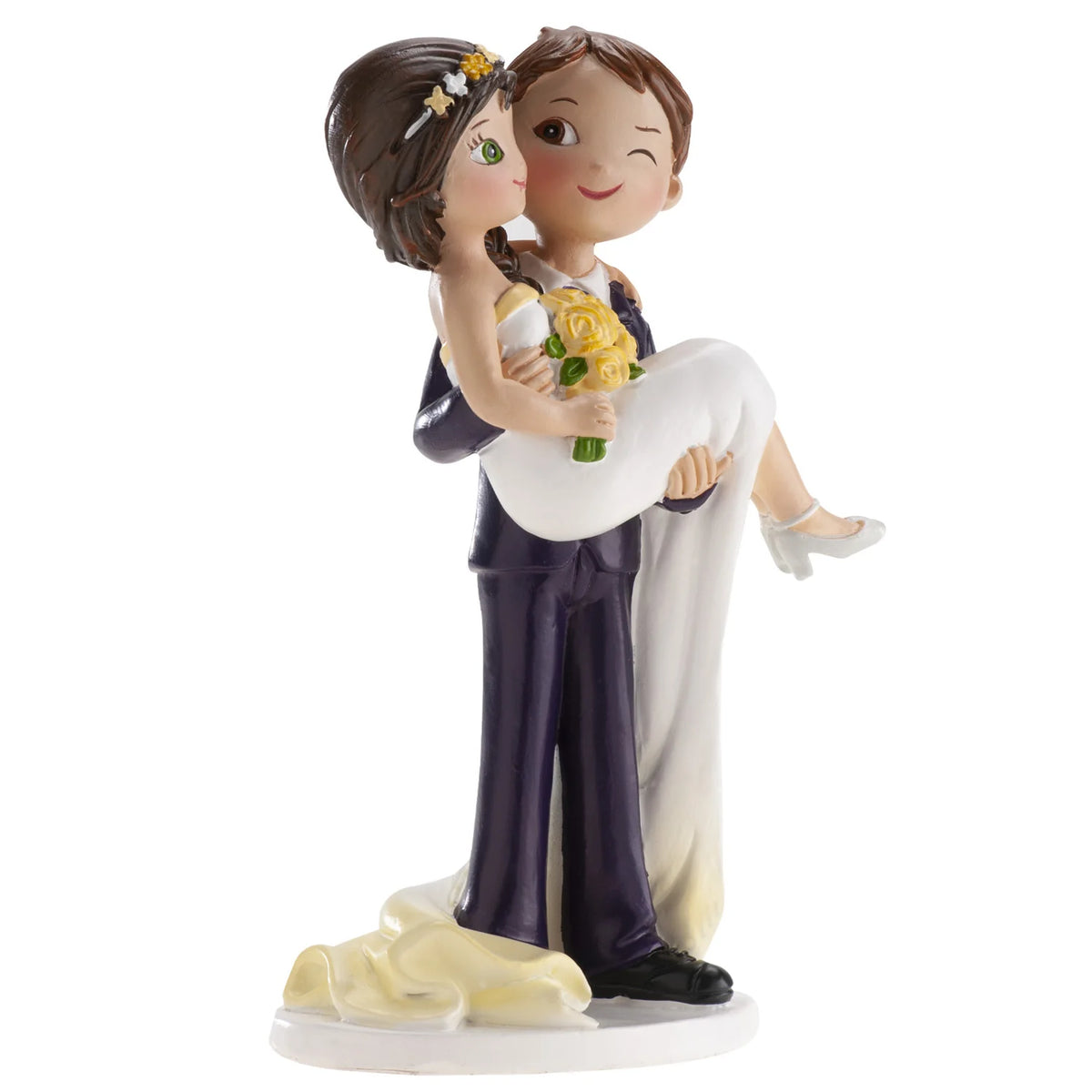 Casal de Noivos com Noiva ao Colo 16cm
