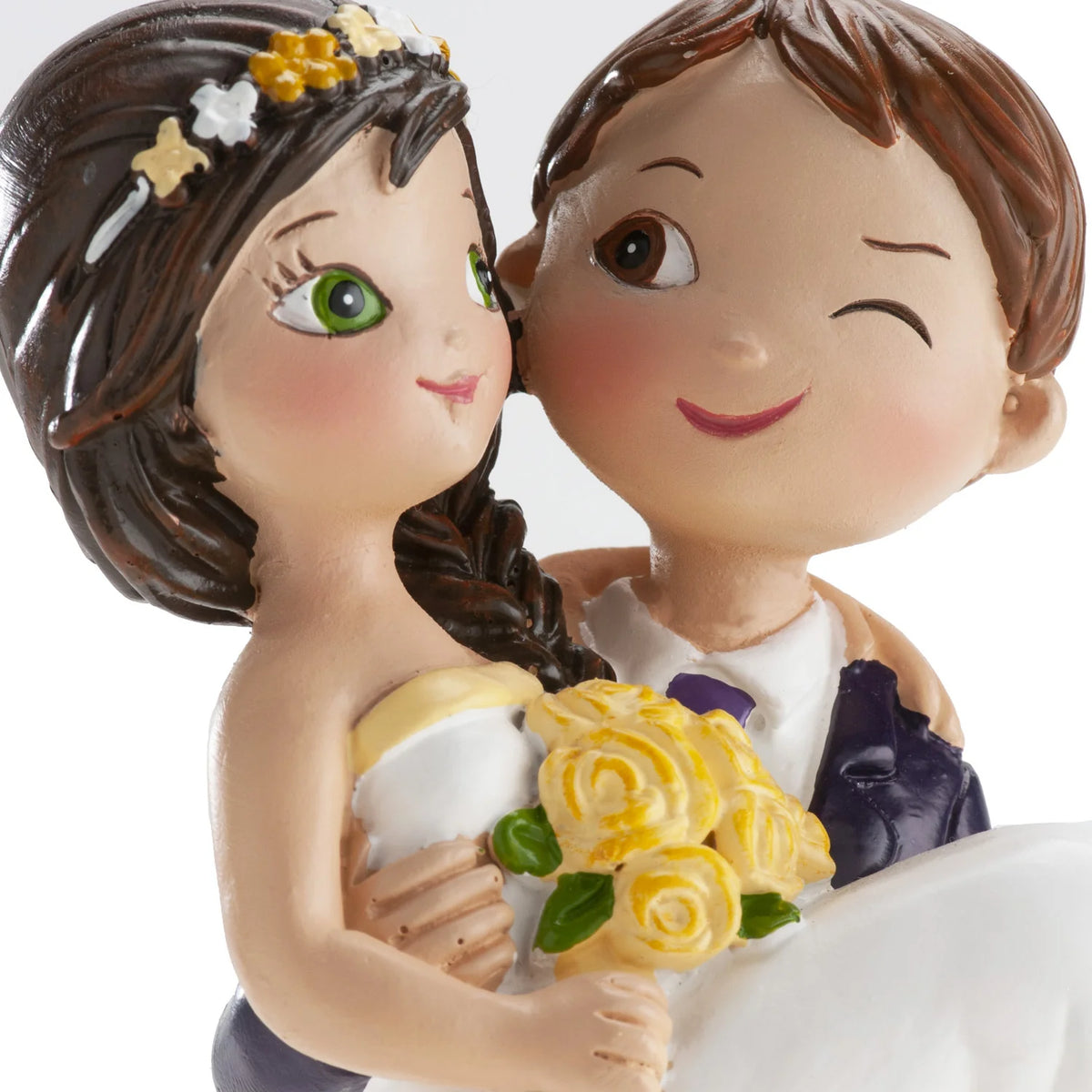 Casal de Noivos com Noiva ao Colo 16cm
