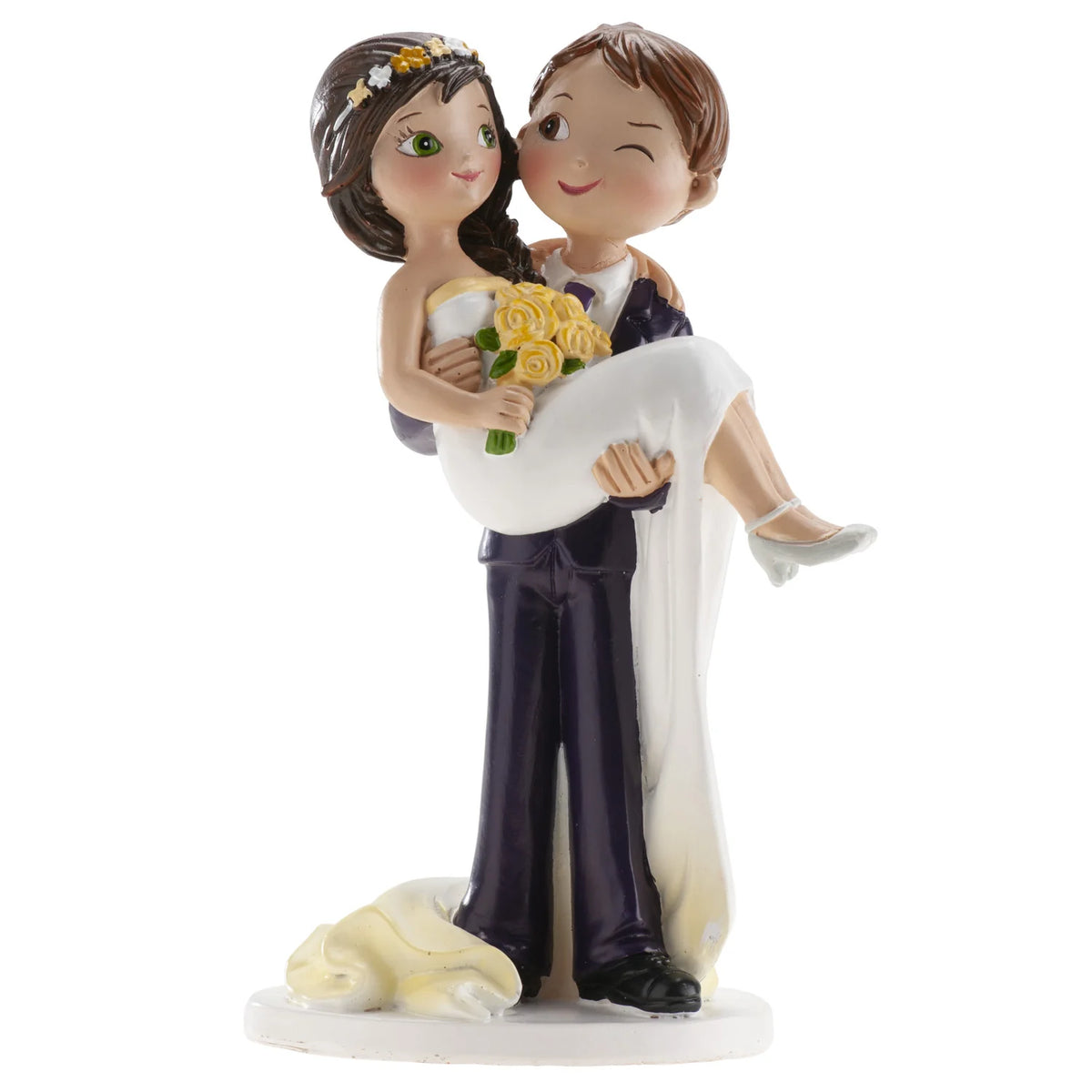 Casal de Noivos com Noiva ao Colo 16cm