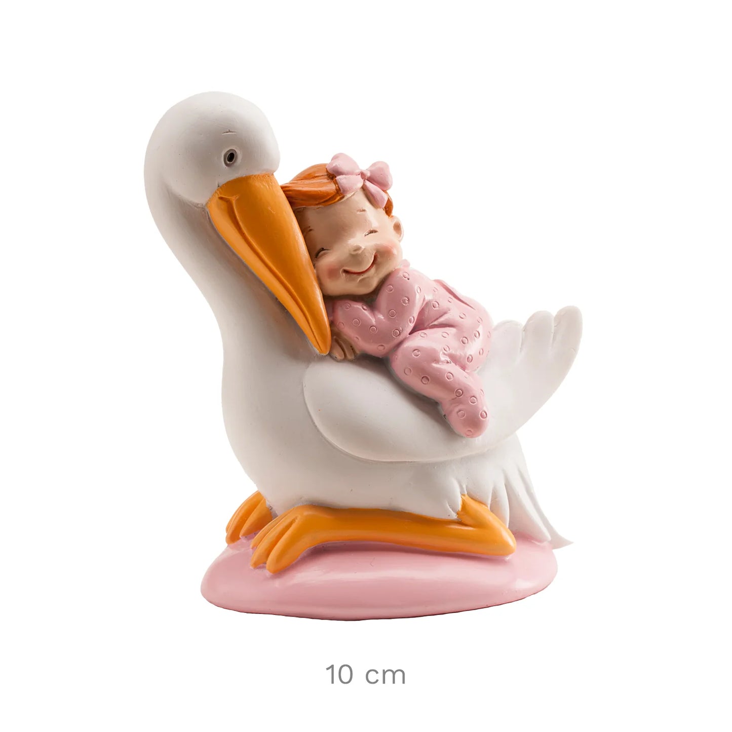 Bebé rosa a dormir na cegonha