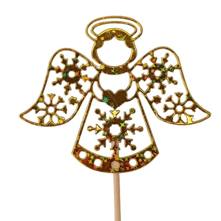 Topper de Papel Dourado Anjo 8x7cm