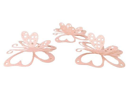 Borboleta Decorativa Rose Gold, 4x3,7cm, conj 3