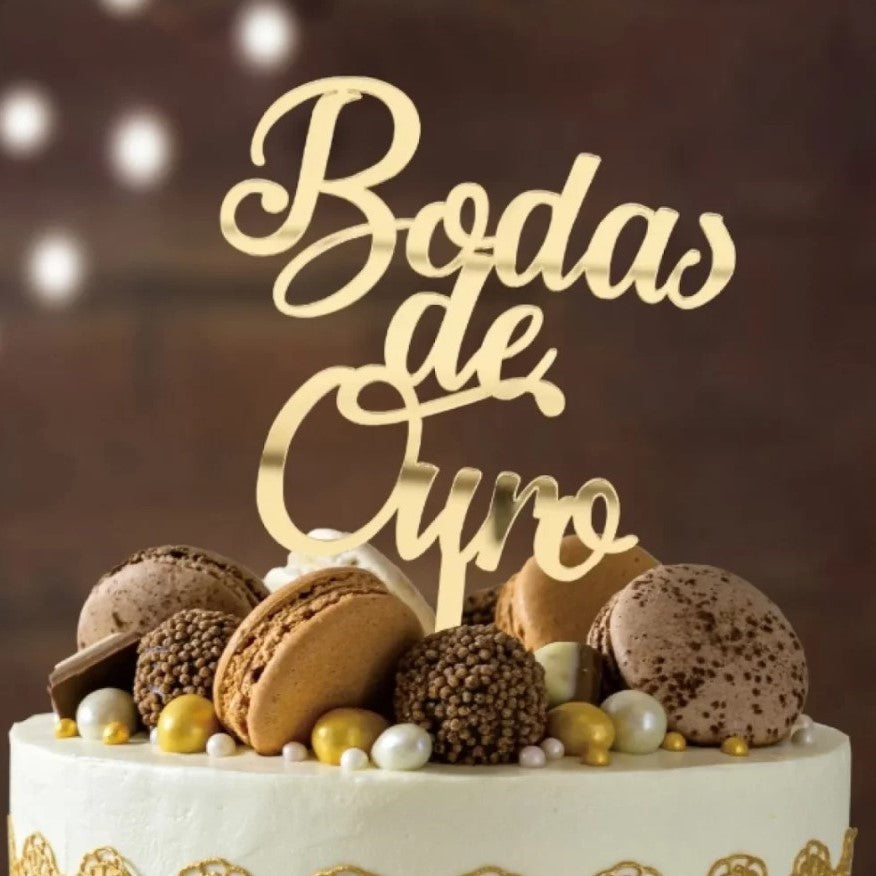 Topper Dourado Bodas de Ouro 16,7cm