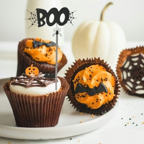 Topper Preto Halloween BOO 9,5 x 5,5cm