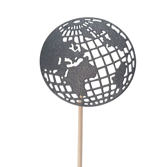 Topper Preto Globo Terrestre 7,5cm