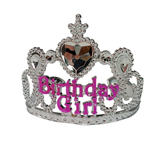 Topper Coroa/Tiara Brilhante Birthday Girl 12,5x9 cm