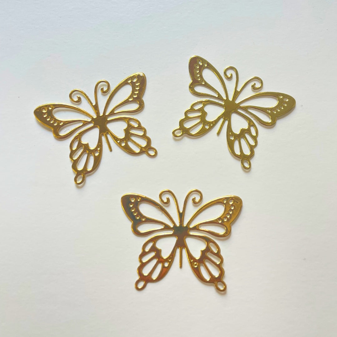 Sweetart Borboleta Decorativa Dourada, Conj 3