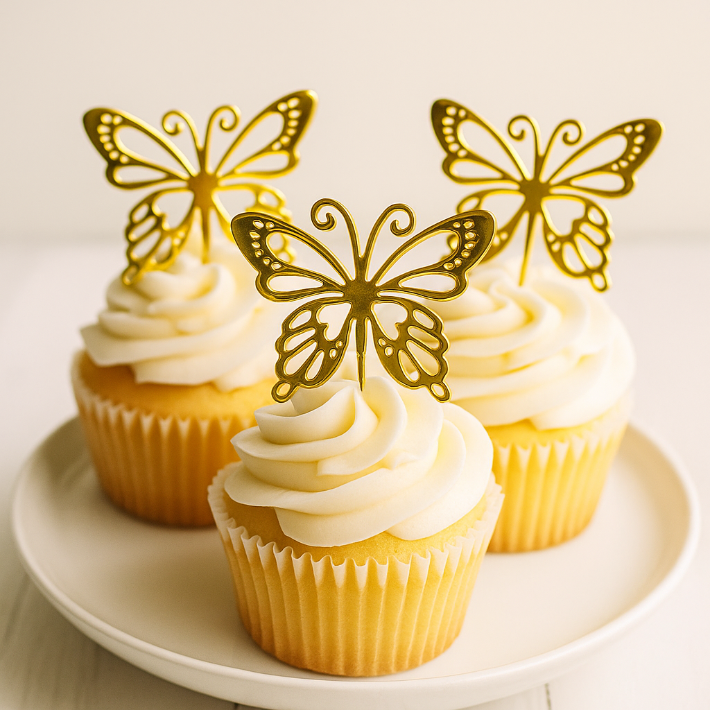 Sweetart Borboleta Decorativa Dourada, Conj 3