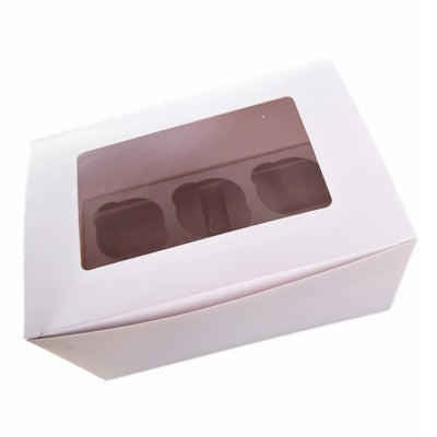 Caixa Branca c/janela e suporte para 6 Cupcakes 24x16,5x7,6cm - Azucren