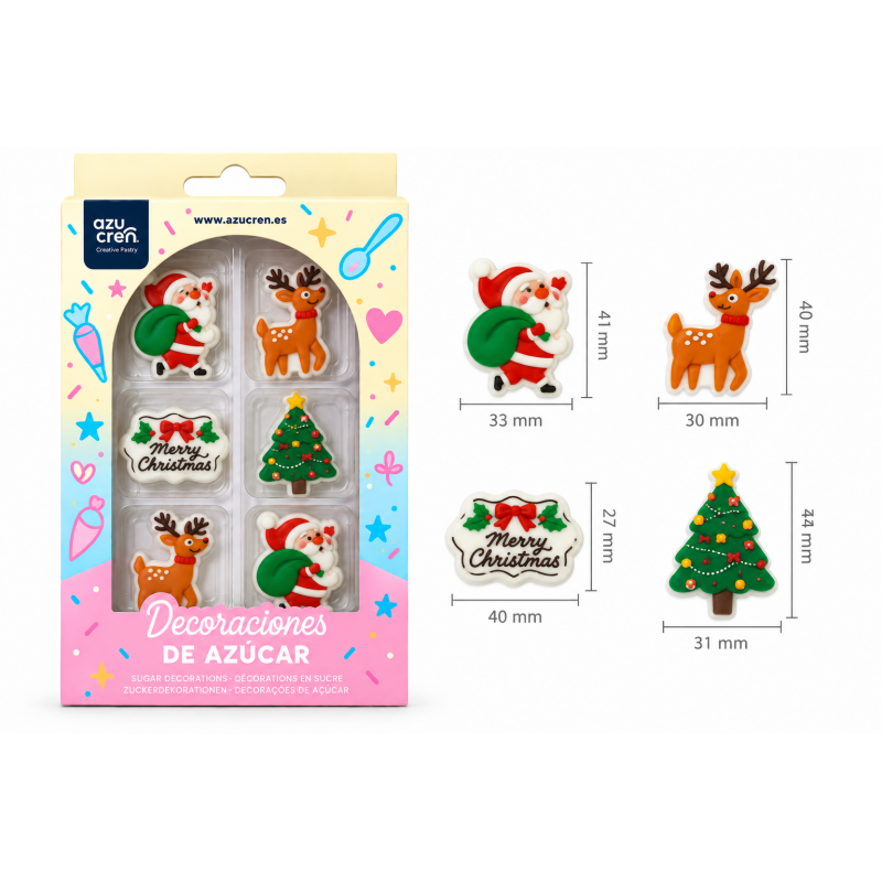 8 decorações em açúcar Natal 2 Azucren