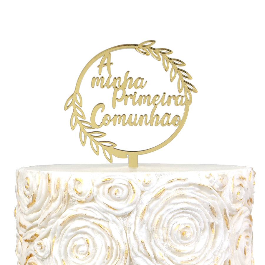 Topo Acrílico Ouro Primeira Comunhão