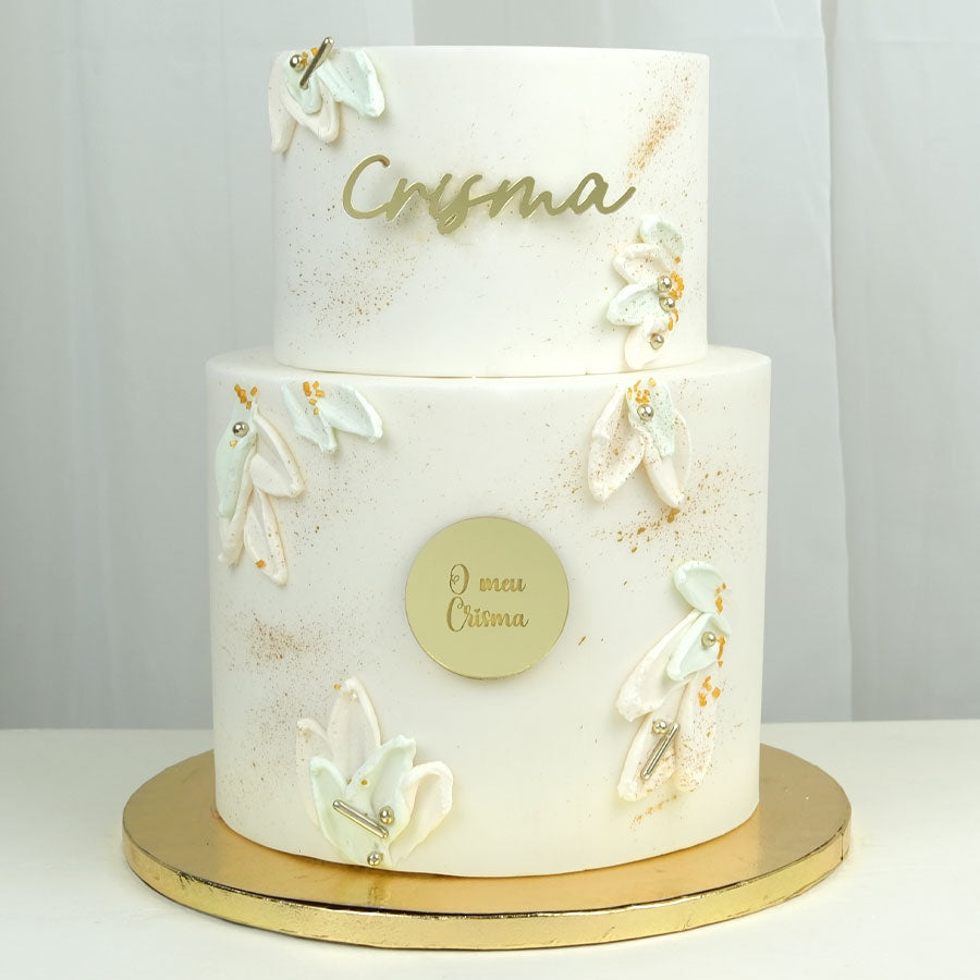 Aplique Crisma acrílico dourado