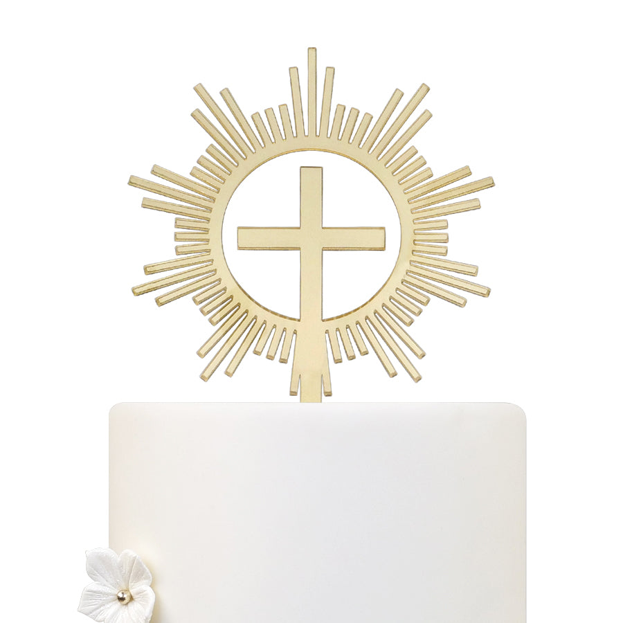 Topo Acrílico Ouro Cruz Espírito Santo