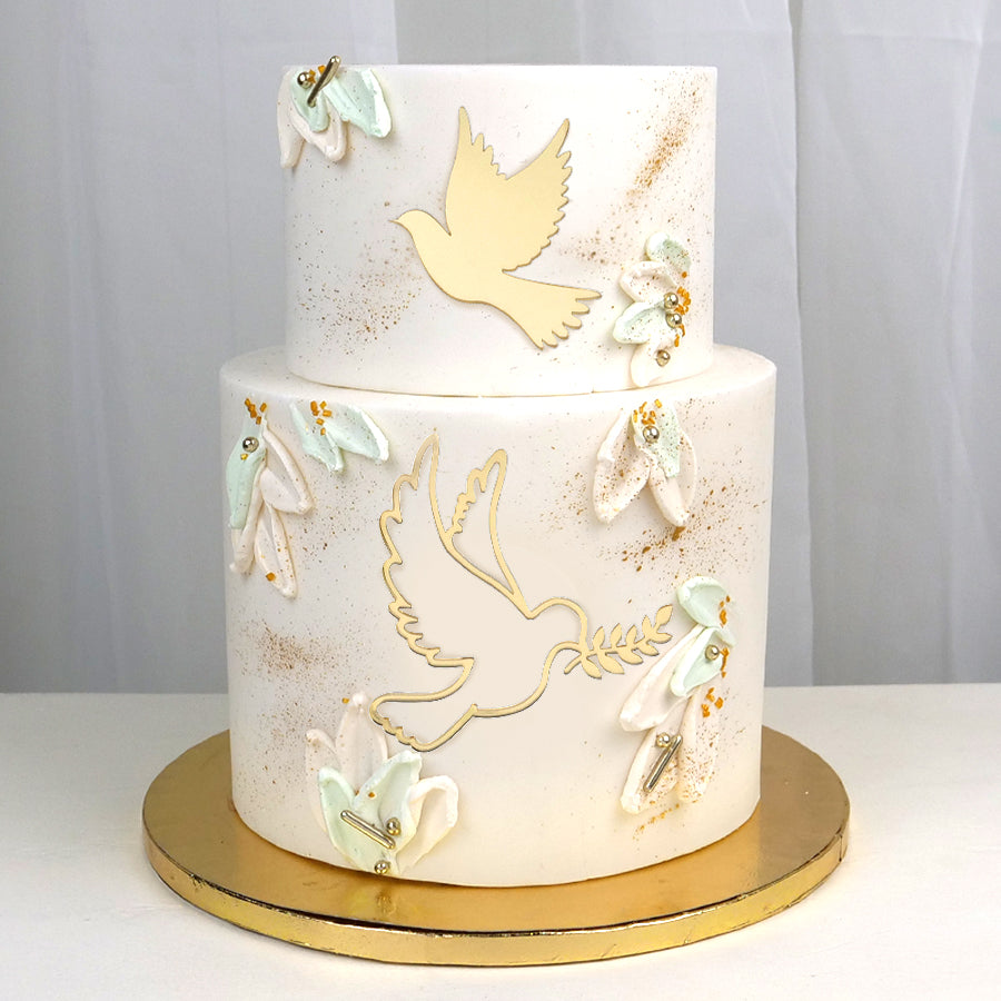 Aplique Pombas acrílico dourado