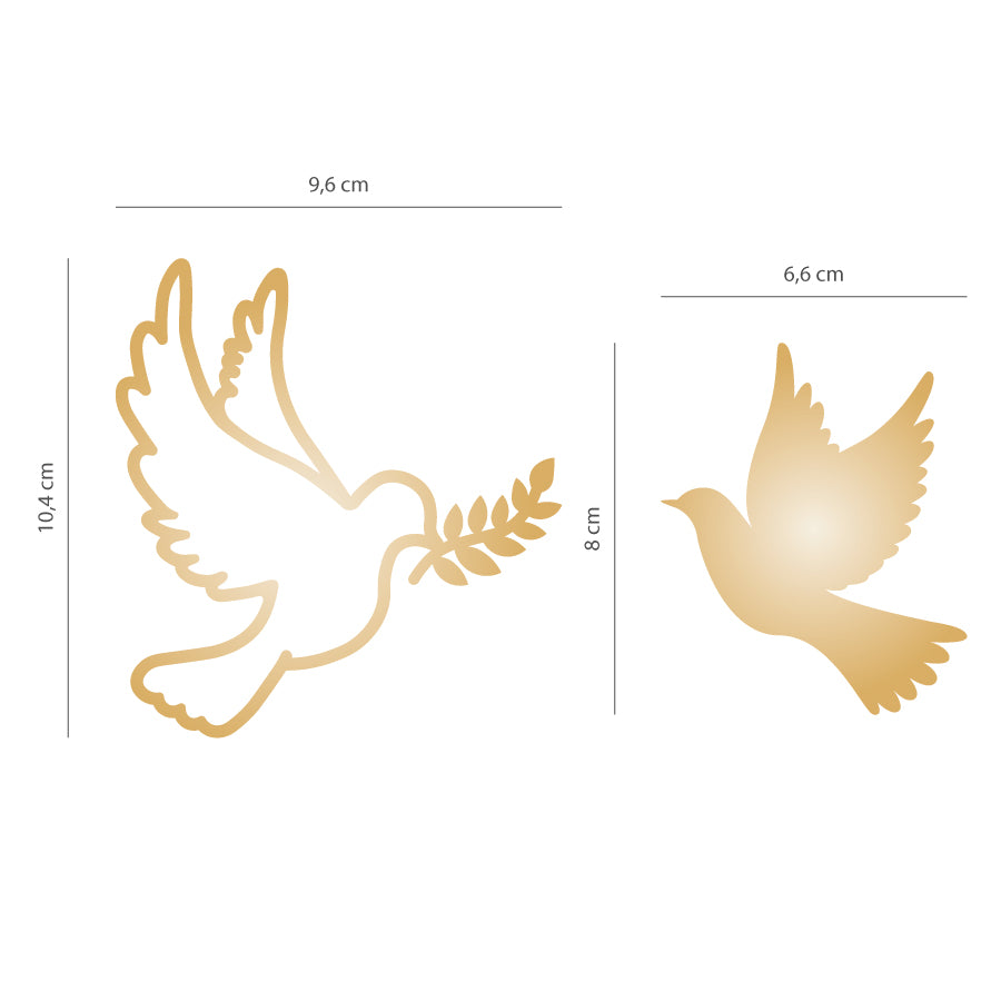 Aplique Pombas acrílico dourado