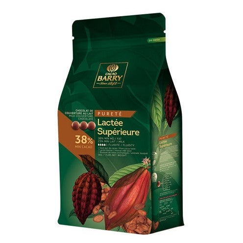 Chocolate Leite 38% Lactée Supérieure Cacao Barry 400g Reembalado