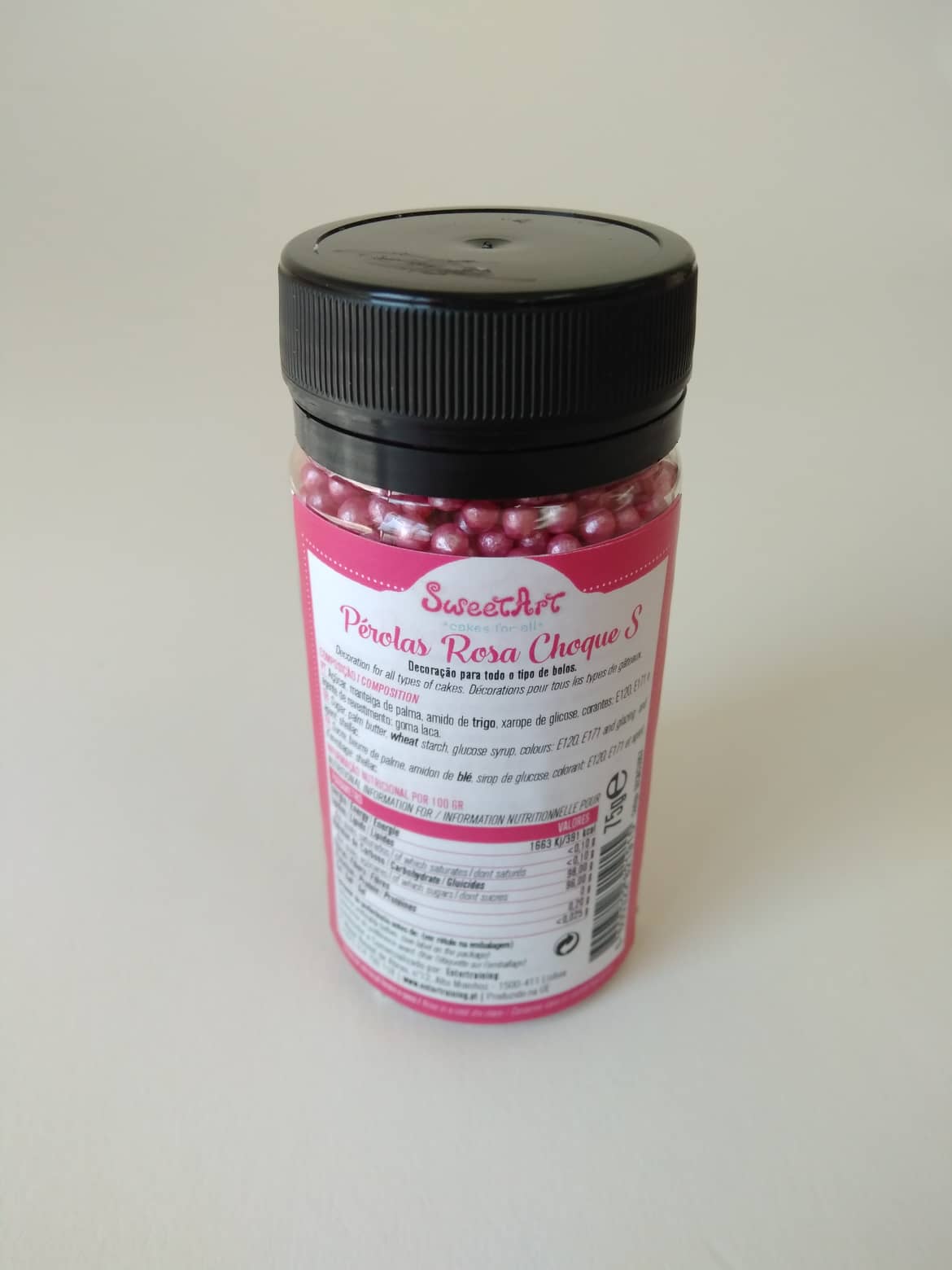 SweetArt Confetis Mini Pérolas Rosa Choc Pérola 75g