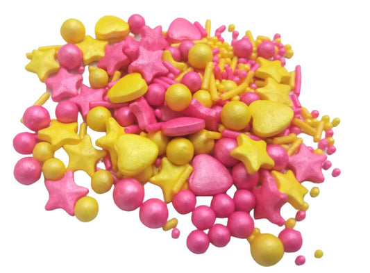 SweetArt Mix Confetis 11 Amarelo e Rosa - Aprox 15g