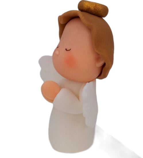 SweetArt Anjo Branco Decorativo em Pasta Açúcar 6 x 2,5 cm