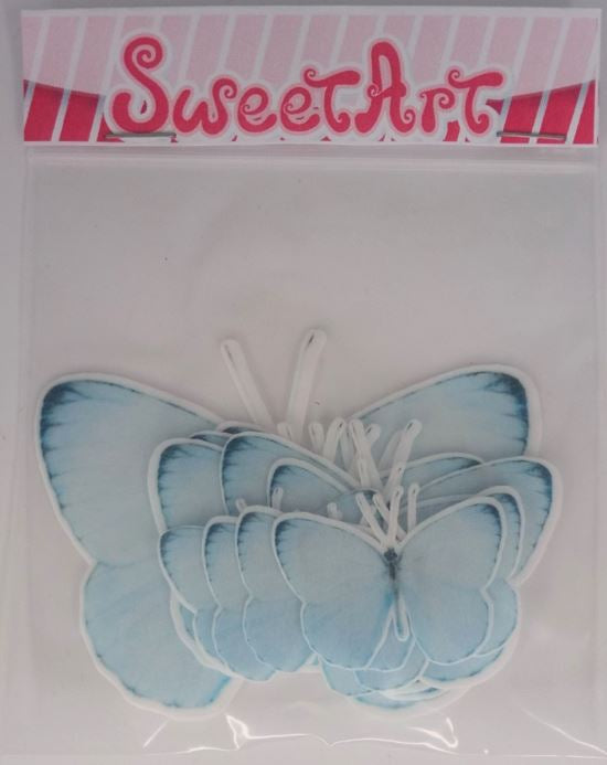 SweetArt Decoração Folha Hóstia Borboletas Tons Azul Pastel - Conj 10