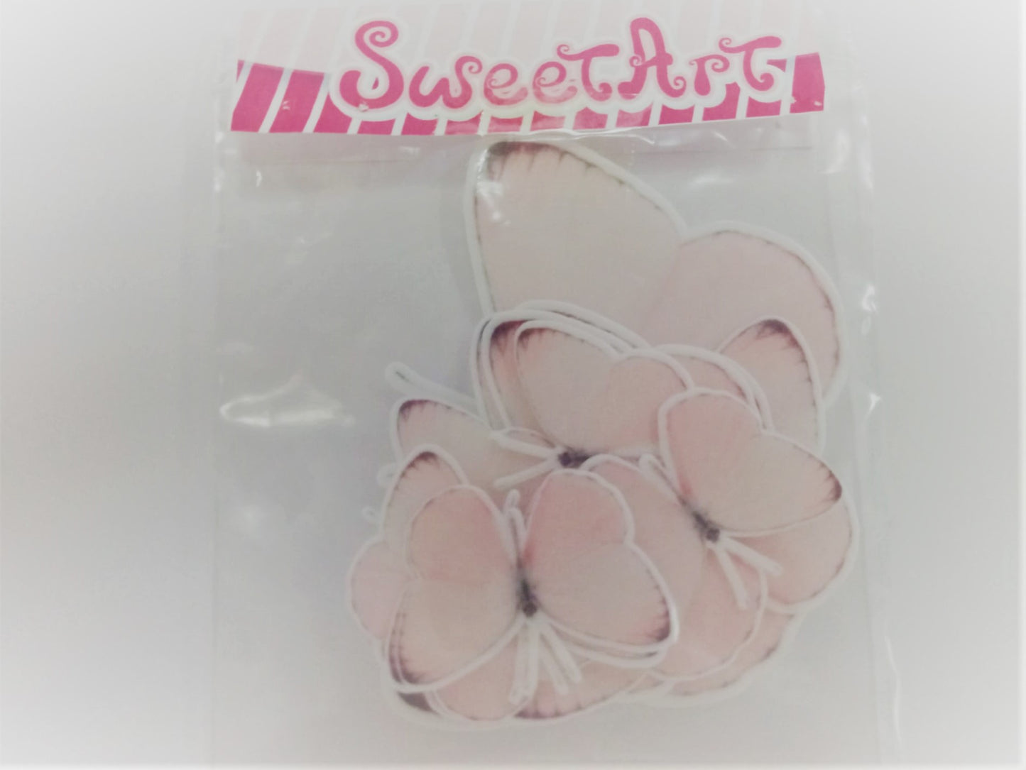 SweetArt Decoração Folha Hóstia Borboletas Tons Rosa  - Conj 10