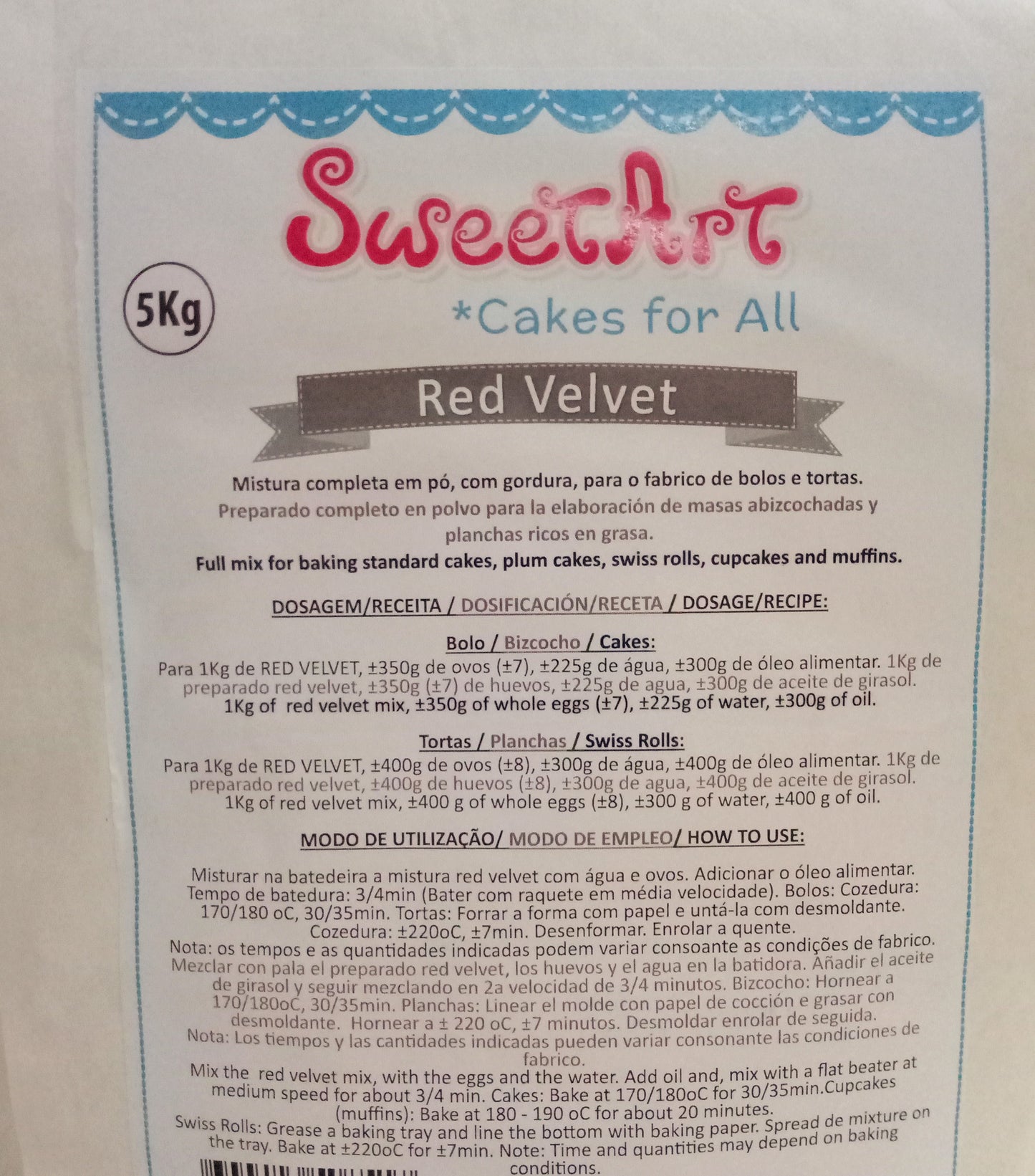 SweetArt Preparado Bolo Red Velvet 5kg