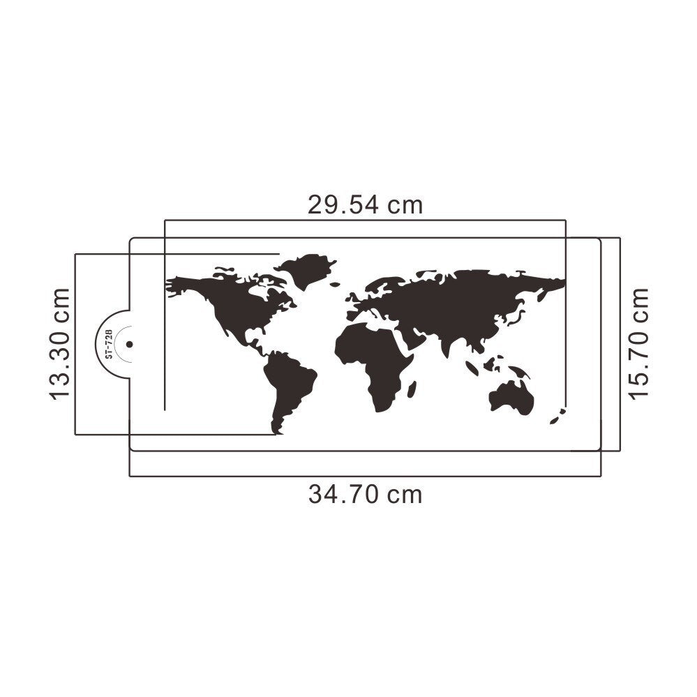 Stencil Mapa Mundo 34x15cm