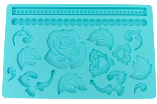 Molde Silicone Rosas e Arabescos